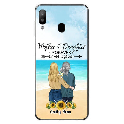 Custom Personalized Mom & Daughter Phone Case - Mother's Day Gift Idea From Daughter - Mother & Daughter Forever Linked Together - Cases For iPhone/Samsung