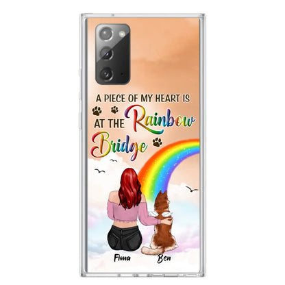 Custom Personalized Memorial Phone Case - Memorial Gift Idea for Dog/Cat Owners/Mother's Day - A Piece Of My Heart Is At The Rainbow Bridge - Case for iPhone/Samsung