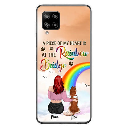 Custom Personalized Memorial Phone Case - Memorial Gift Idea for Dog/Cat Owners/Mother's Day - A Piece Of My Heart Is At The Rainbow Bridge - Case for iPhone/Samsung