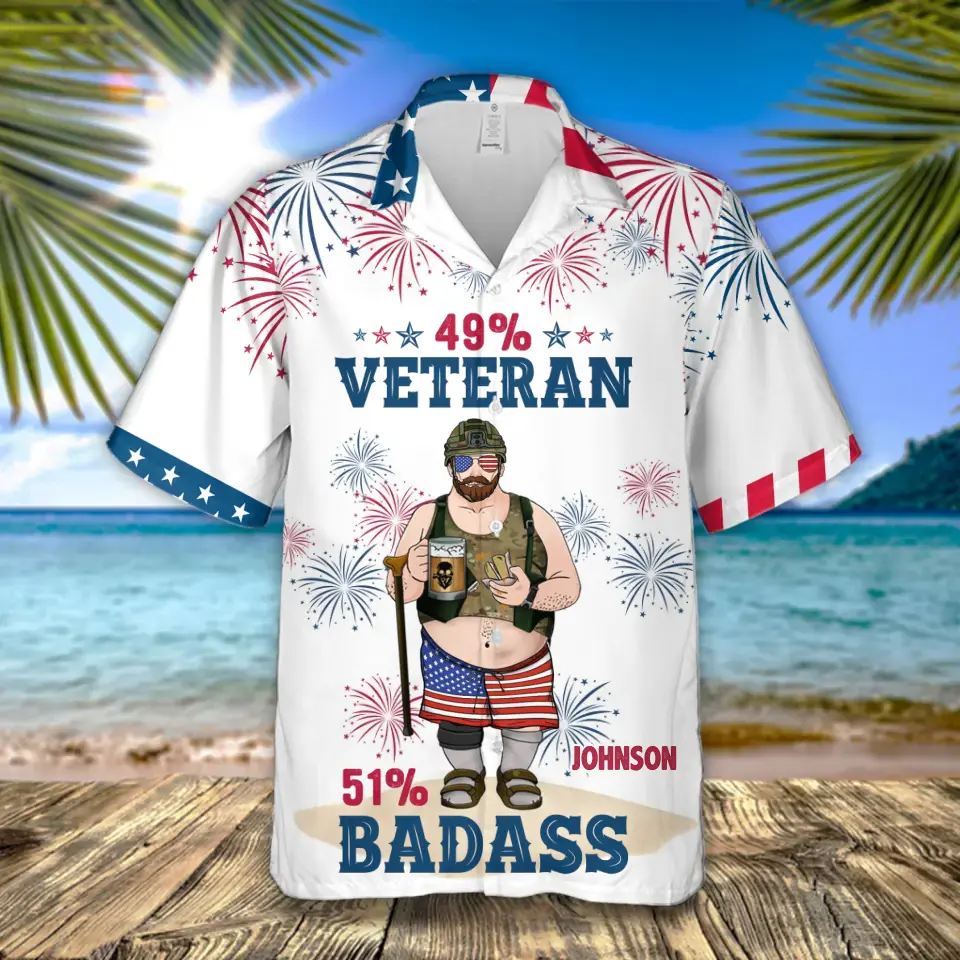 Personalized Funny Hawaiian Shirt without Pocket - Funny Gift Idea for Veteran/Father's Day - 49% Veteran