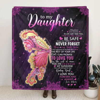 Personalized Daughter Quilt/Fleece Throw Blanket - Gift Idea For Daughter From Mom - To My Daughter