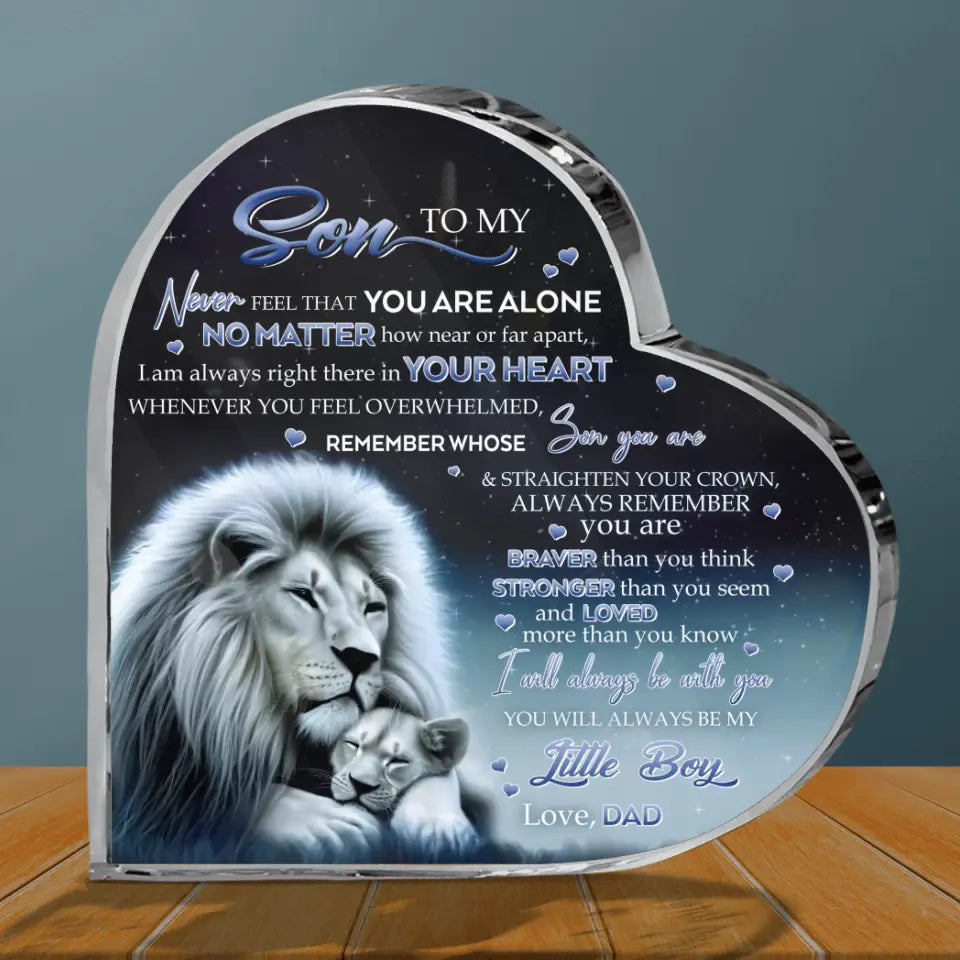 Personalized To My Daughter/Son Lion Acrylic Plaque - Gift Idea For Daughter/Son From Dad - Never Feel That You Are Alone