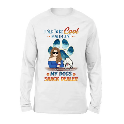 Personalized Dog Mom Shirt/Hoodie - Up to 6 Dogs - Gift Idea For Mother's Day/Birthday/Dog Lover - I Used To Be Cool Now I'm Just My Dogs Snack Dealer