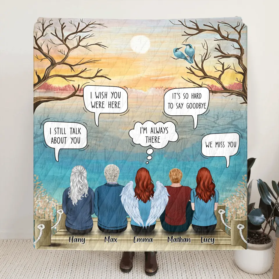 Personalized Memorial Quilt/Fleece Blanket - Up to 5 People - Gift Idea For Family