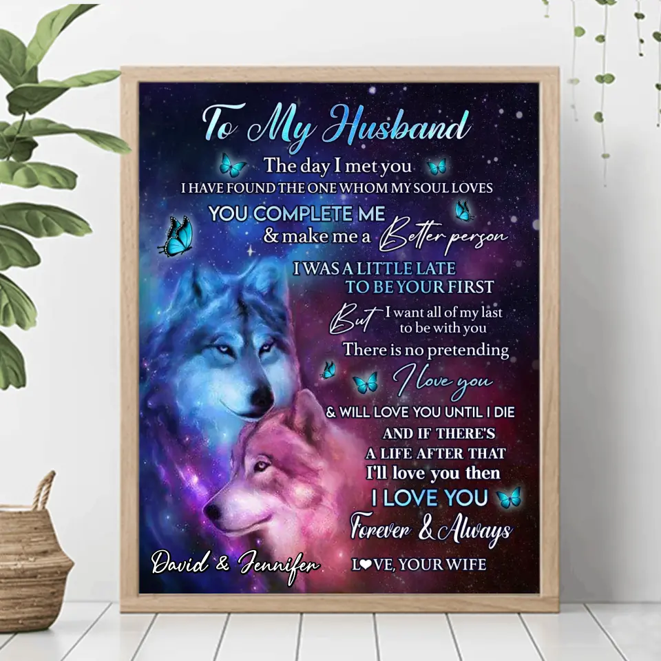 Custom Name To My Husband Unframed Vertical Poster - Gift Idea From Wife To Husband - I Love You Forever & Always