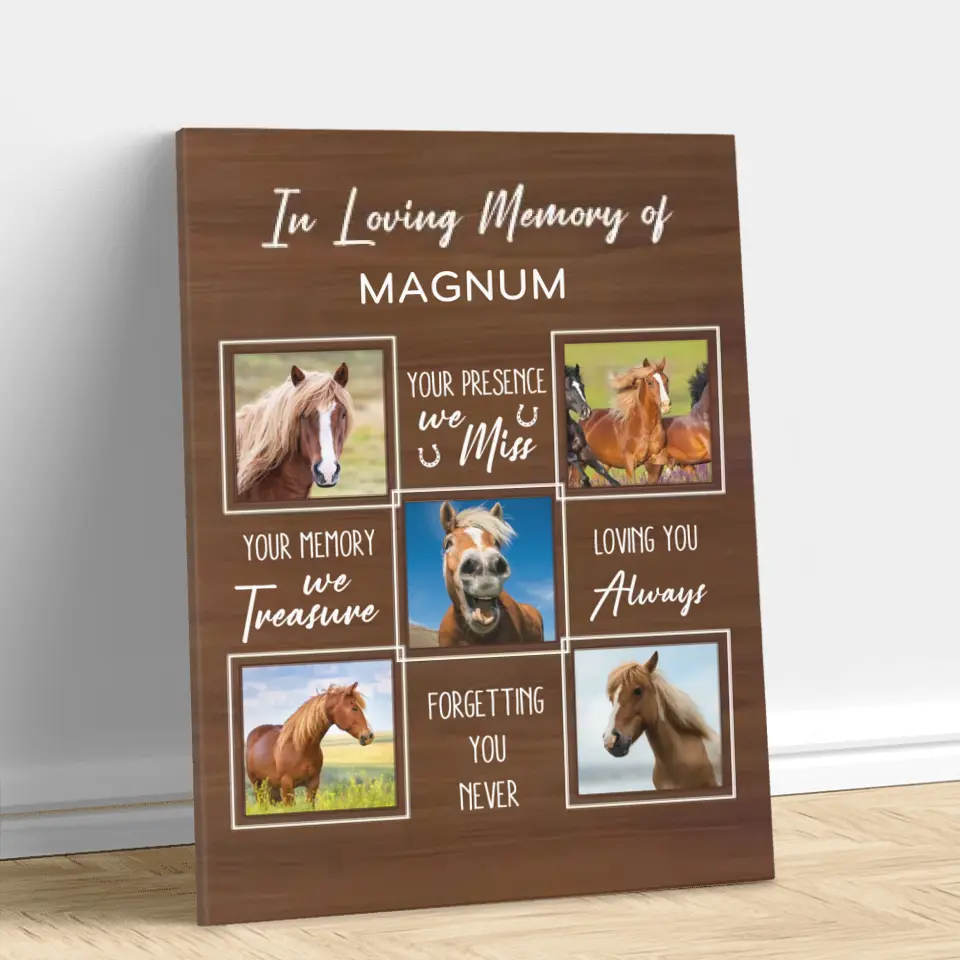 Custom Personalized Memorial Canvas - Upload Horse Photo - Memorial Gift Idea - They Live In Our Hearts