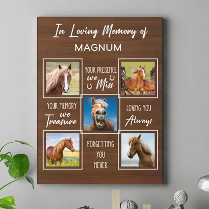 Custom Personalized Memorial Canvas - Upload Horse Photo - Memorial Gift Idea - They Live In Our Hearts
