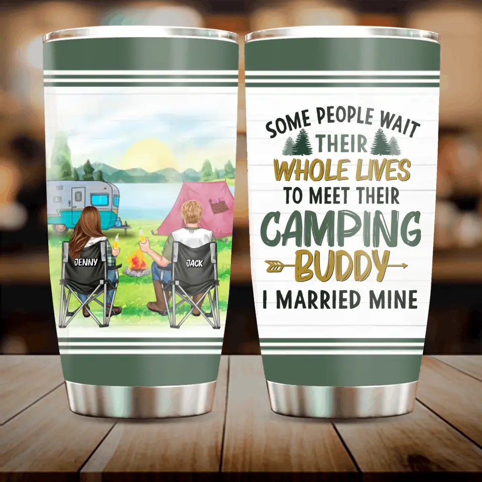 Personalized Camping Couple Tumbler - Gift For Camping Lovers/Mother's Day Gift From Husband - I Married My Camping Buddy