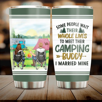 Personalized Camping Couple Tumbler - Gift For Camping Lovers/Mother's Day Gift From Husband - I Married My Camping Buddy