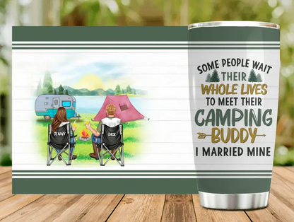 Personalized Camping Couple Tumbler - Gift For Camping Lovers/Mother's Day Gift From Husband - I Married My Camping Buddy