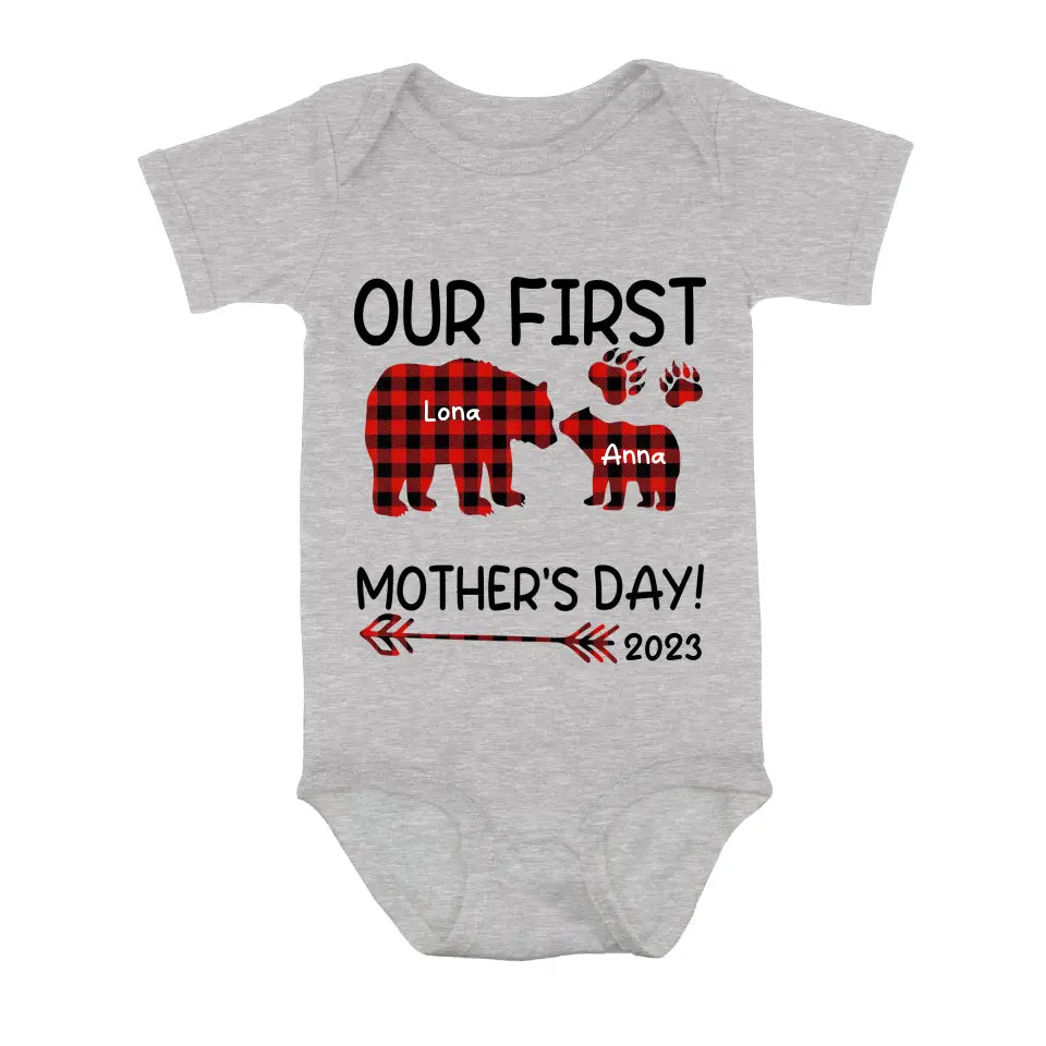 Personalized Bear Shirt/Baby Onesie - Gift Idea For Mother's Day - Our First Mother's Day 2023