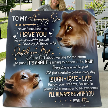 Personalized Lion Fleece Throw Blanket/Quilt - Gift Idea For Mother's Day/Father's Day - Never Forget How Much I Love You