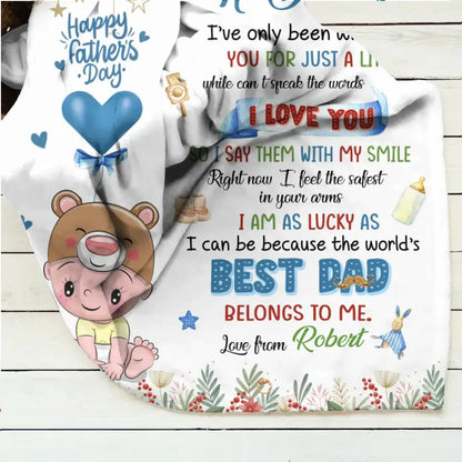 Personalized Hi Daddy Fleece Throw Blanket/Quilt - Gift Idea For Father's Day - I've Only Been Your Little One For Just A Little While