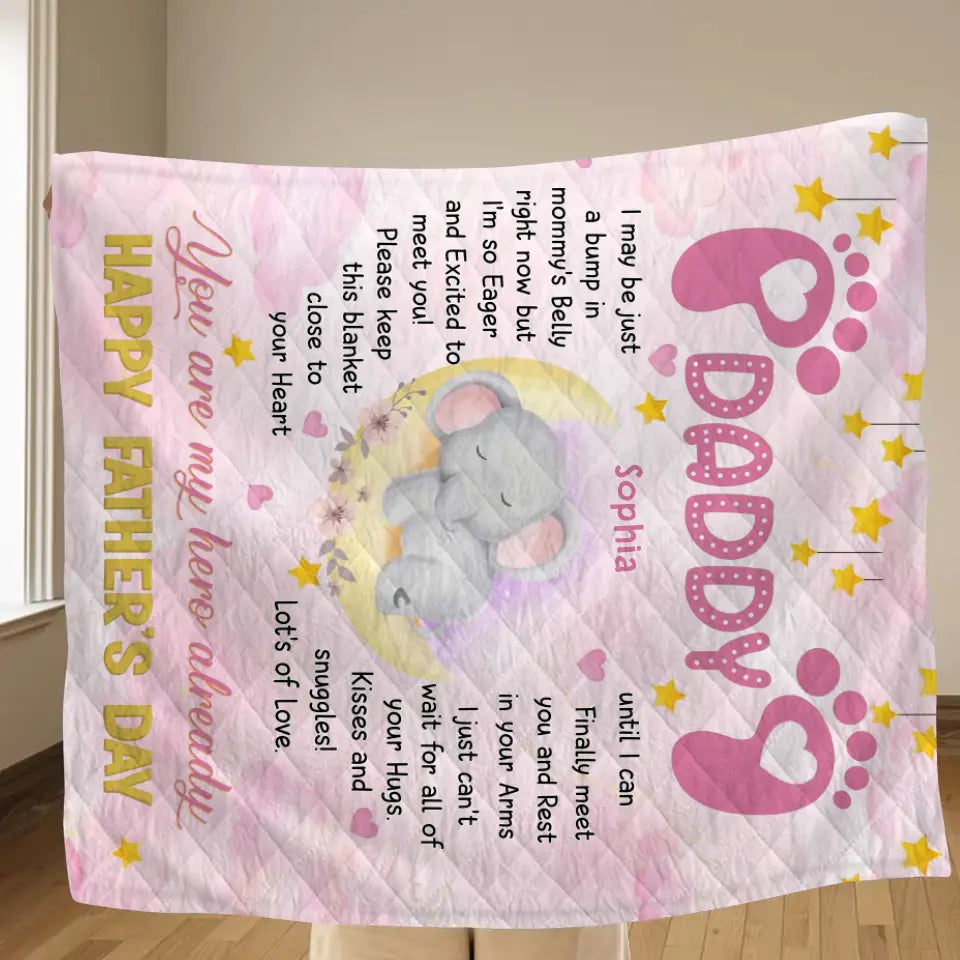 Personalized Father's Day Fleece Throw Blanket/Quilt - Gift Idea For Father's Day - You Are My Hero Already