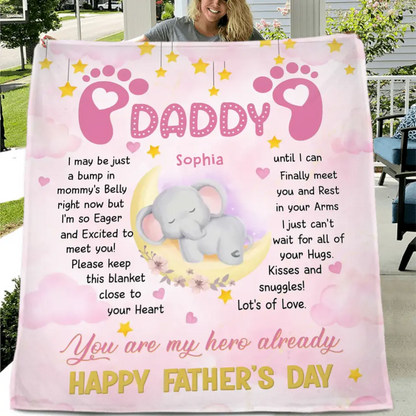 Personalized Father's Day Fleece Throw Blanket/Quilt - Gift Idea For Father's Day - You Are My Hero Already