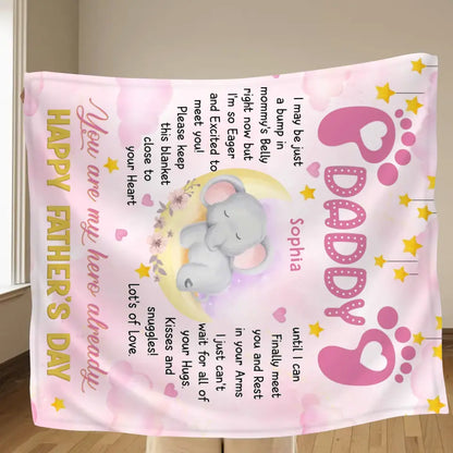 Personalized Father's Day Fleece Throw Blanket/Quilt - Gift Idea For Father's Day - You Are My Hero Already