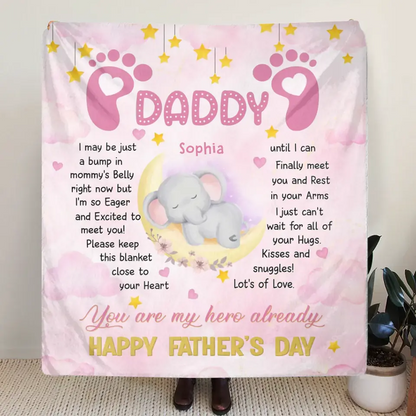 Personalized Father's Day Fleece Throw Blanket/Quilt - Gift Idea For Father's Day - You Are My Hero Already