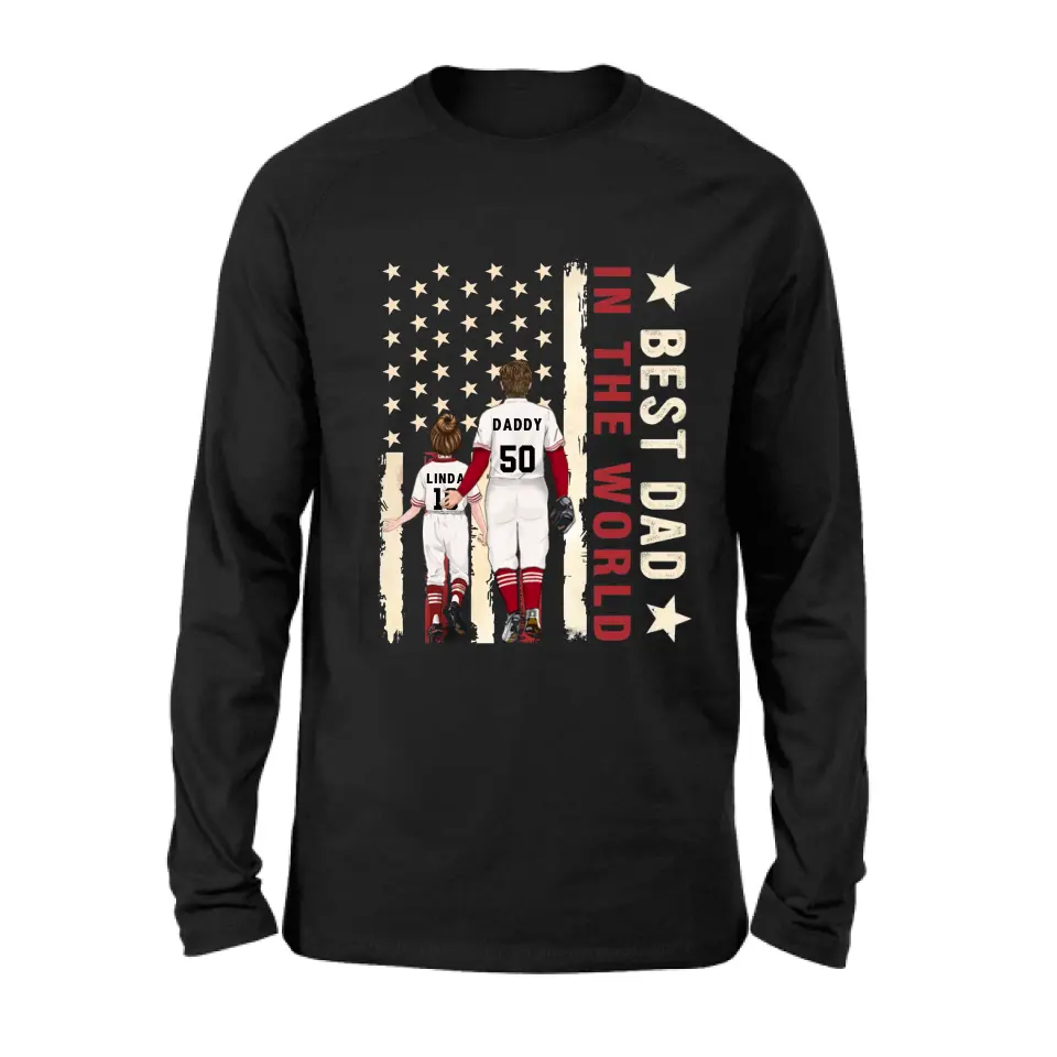 Personalized Baseball Shirt/Long sleeve/Sweatshirt/Hoodie - Gift Idea For Baseball Lovers/Father's Day - Up to 3 Kids - Best Dad In The World