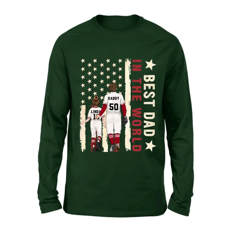 Personalized Baseball Shirt/Long sleeve/Sweatshirt/Hoodie - Gift Idea For Baseball Lovers/Father's Day - Up to 3 Kids - Best Dad In The World