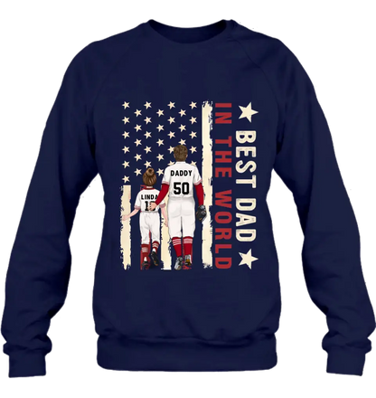 Personalized Baseball Shirt/Long sleeve/Sweatshirt/Hoodie - Gift Idea For Baseball Lovers/Father's Day - Up to 3 Kids - Best Dad In The World