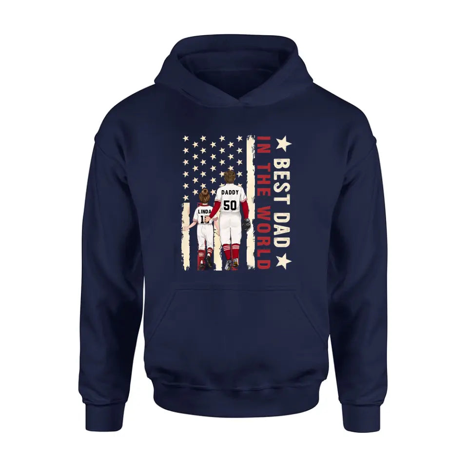 Personalized Baseball Shirt/Long sleeve/Sweatshirt/Hoodie - Gift Idea For Baseball Lovers/Father's Day - Up to 3 Kids - Best Dad In The World