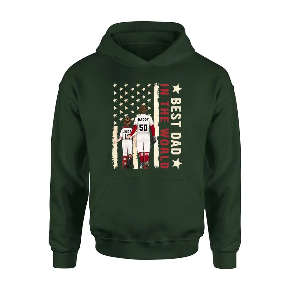 Personalized Baseball Shirt/Long sleeve/Sweatshirt/Hoodie - Gift Idea For Baseball Lovers/Father's Day - Up to 3 Kids - Best Dad In The World