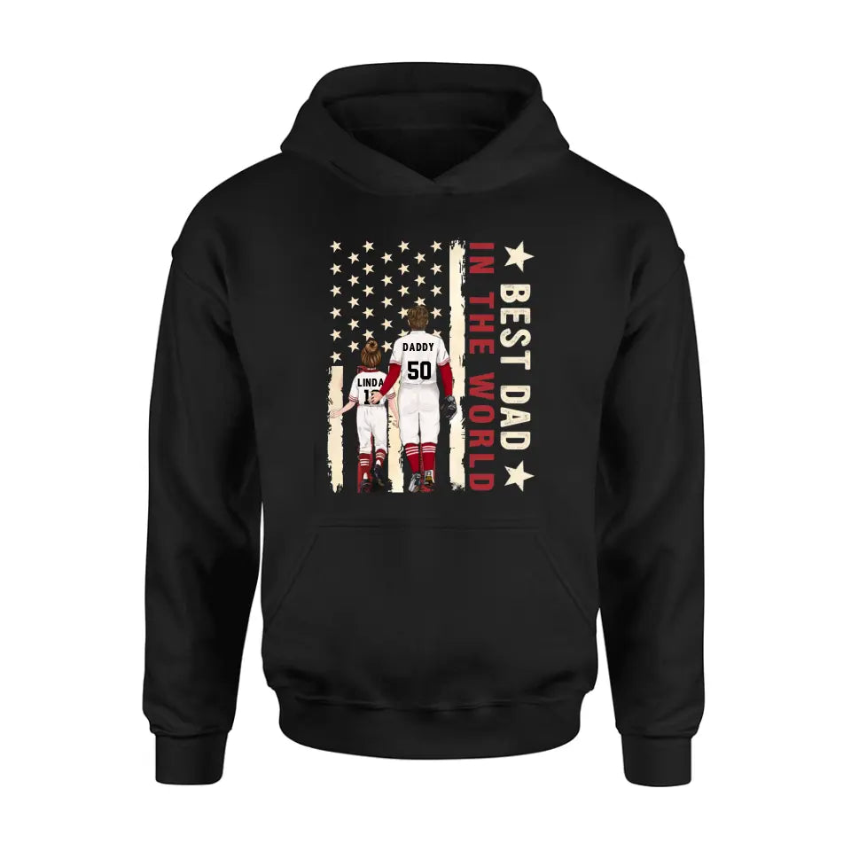 Personalized Baseball Shirt/Long sleeve/Sweatshirt/Hoodie - Gift Idea For Baseball Lovers/Father's Day - Up to 3 Kids - Best Dad In The World
