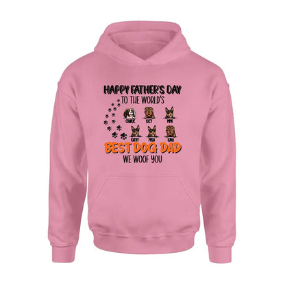 Personalized Best Dog Dad T-shirt/Long Sleeve/Sweatshirt/Hoodie - Up to 6 Dogs - Gift Idea For Dog Lovers - Happy Father's Day To The World's Best Dog Dad We Woof You