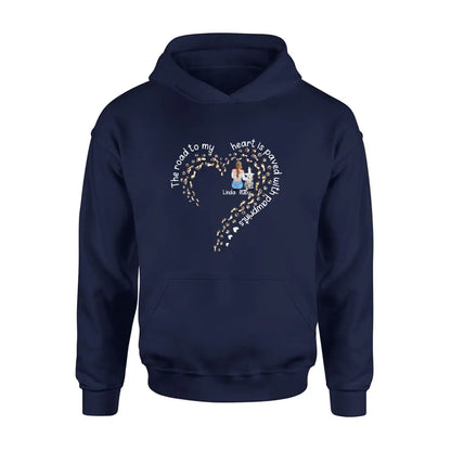 Personalized Memorial Dog With Man/Woman Shirt/Hoodie/Long sleeve/Sweatshirt - Gift Idea For Dog Lovers/Dog Owners - The Road To My Heart Is Paved With Pawprints