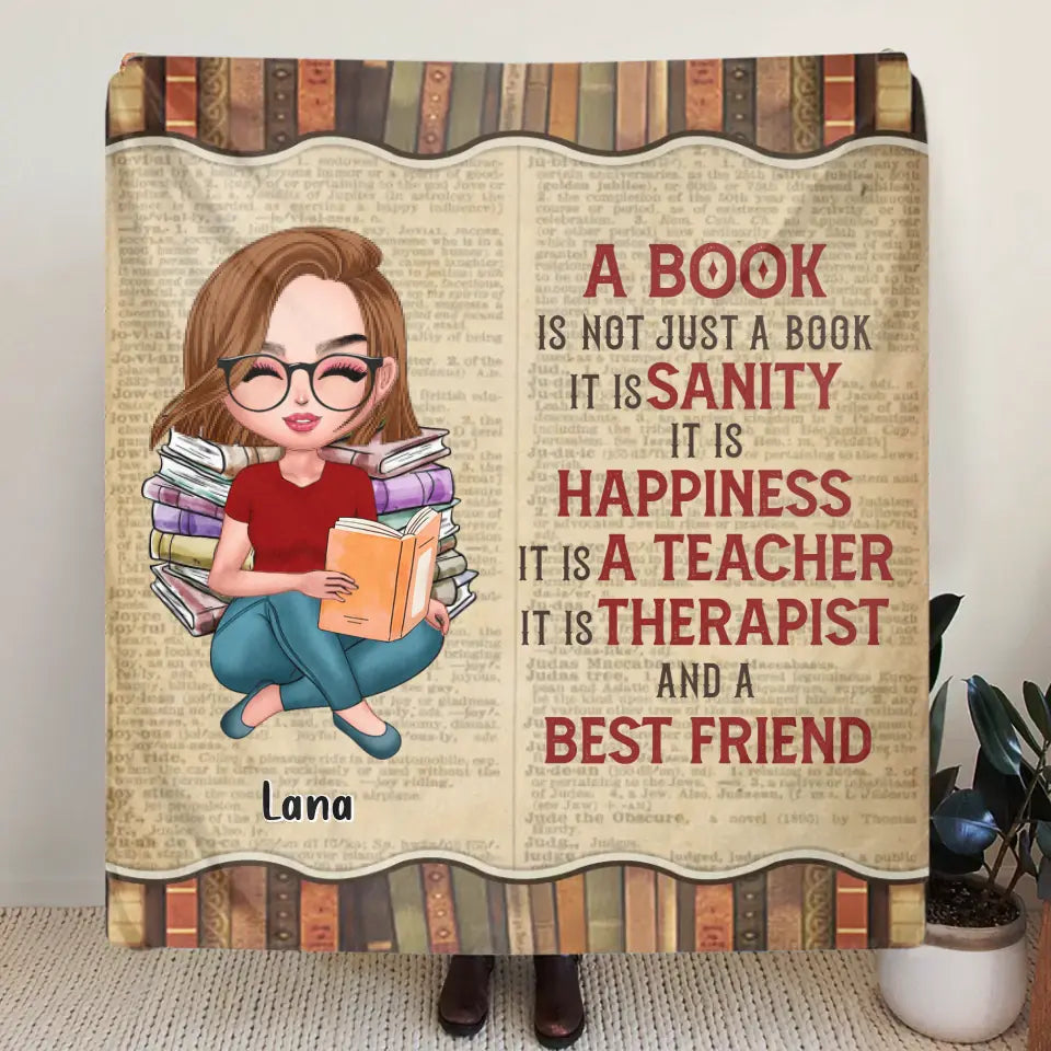Personalized Book Girl Fleece Throw Blanket/Quilt - Gift Idea For Book Lovers - A Book Is Not Just A Book