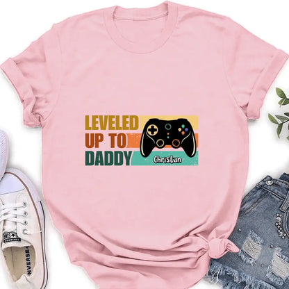 Personalized Gamer Dad Shirt/Baby Onesie - Gift Idea For Father's Day/Game Lovers - Leveled Up To Daddy