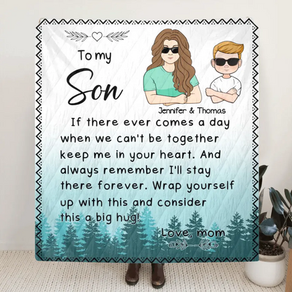 Personalized To My Son/ Daughter Fleece Throw Blanket/Quilt - Gift Idea From Mom To Kid - Always Remember I'll Stay There Forever
