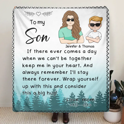 Personalized To My Son/ Daughter Fleece Throw Blanket/Quilt - Gift Idea From Mom To Kid - Always Remember I'll Stay There Forever