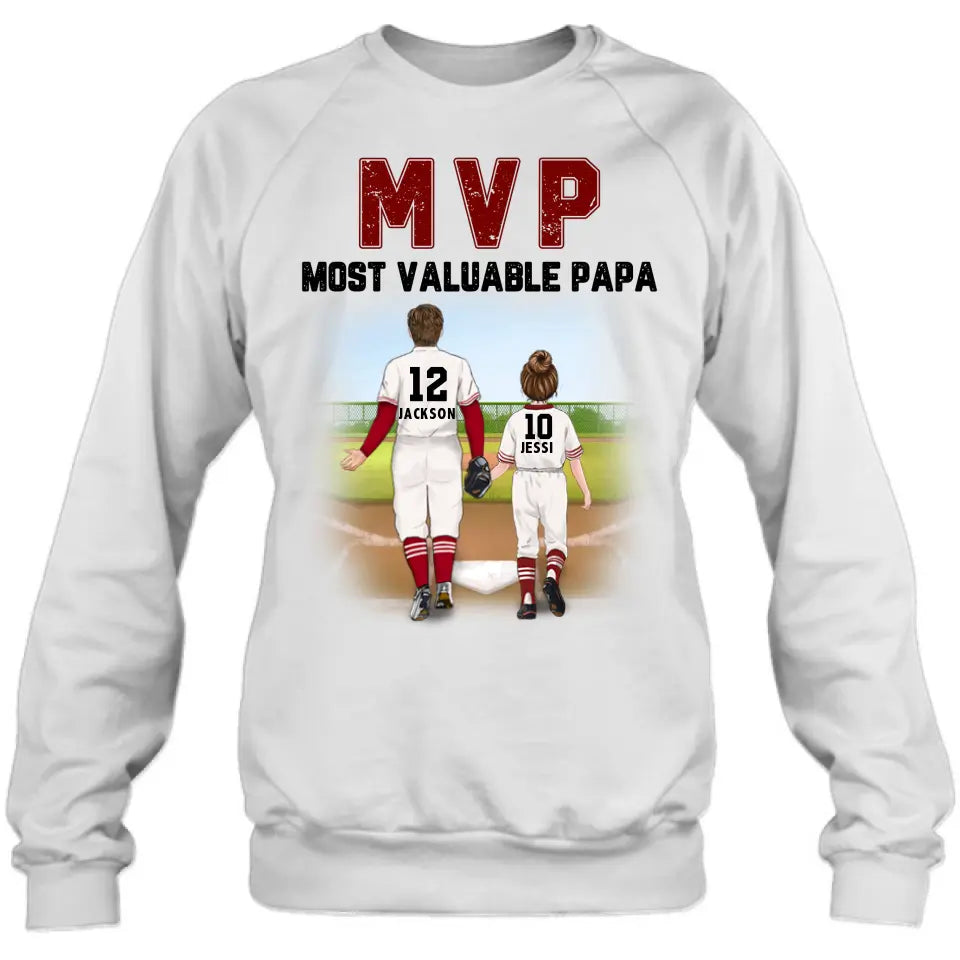 Personalized Baseball Dad Shirt/Pullover Hoodie/Long sleeve/Sweatshirt - Gift Idea For Father's Day/Father/Son/Daughter - MVP Most Valuable Papa