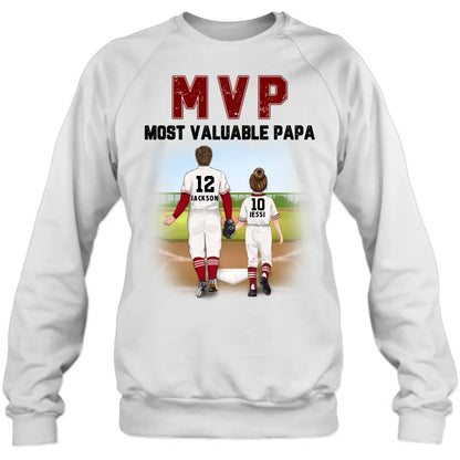 Personalized Baseball Dad Shirt/Pullover Hoodie/Long sleeve/Sweatshirt - Gift Idea For Father's Day/Father/Son/Daughter - MVP Most Valuable Papa