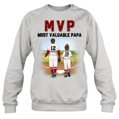 Personalized Baseball Dad Shirt/Pullover Hoodie/Long sleeve/Sweatshirt - Gift Idea For Father's Day/Father/Son/Daughter - MVP Most Valuable Papa