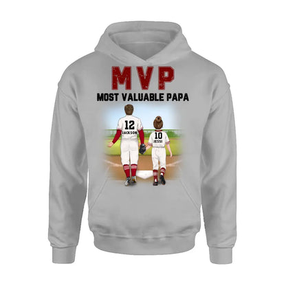 Personalized Baseball Dad Shirt/Pullover Hoodie/Long sleeve/Sweatshirt - Gift Idea For Father's Day/Father/Son/Daughter - MVP Most Valuable Papa