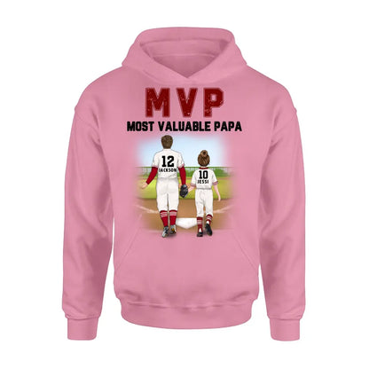 Personalized Baseball Dad Shirt/Pullover Hoodie/Long sleeve/Sweatshirt - Gift Idea For Father's Day/Father/Son/Daughter - MVP Most Valuable Papa