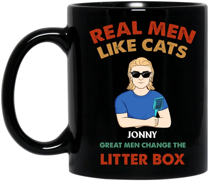 Personalized Cat Dad Coffee Mug - Up to 4 Cats - Father's Day Gift Idea For Cat Lovers - Happy Father's Day Human Servant