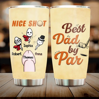 Personalized Sperms Golfer Tumbler - Gift Idea From Kids/For Father's Day - Up to 3 Sperms - Best Father By Par