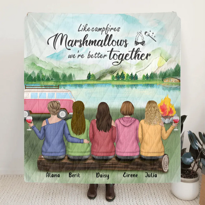 Personalized Camping Quilt/Fleece Blanket - Best Gift For Camping Lovers, Friends - We Are More Than Just Camping Friends