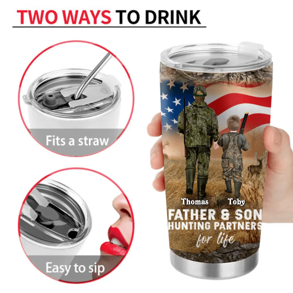 Personalized Hunting Tumbler - Gift Idea For Father's Day From Son - I Love You Always & Forever