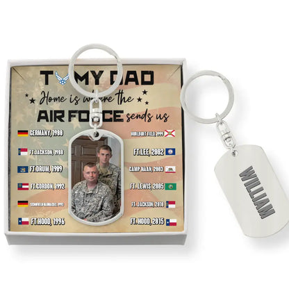Personalized Veteran Tag Keychain With Message Card - Gift Idea For Veteran/Father's Day/Independence Day - To My Dad/Grandpa