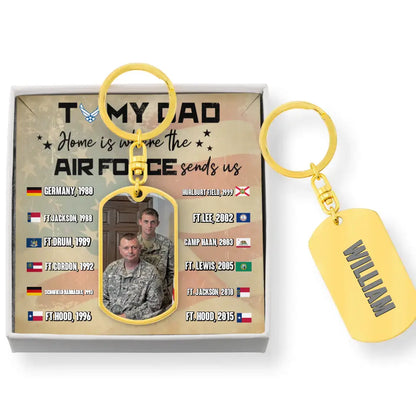 Personalized Veteran Tag Keychain With Message Card - Gift Idea For Veteran/Father's Day/Independence Day - To My Dad/Grandpa