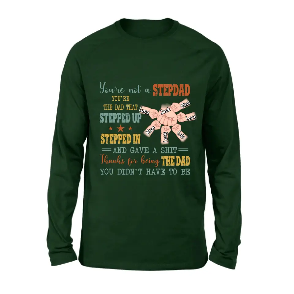 Personalized Step Father Shirt/Hoodie/Sweatchirt/Long sleeve - Best Gift Idea For Father's Day - Up to 6 Kids