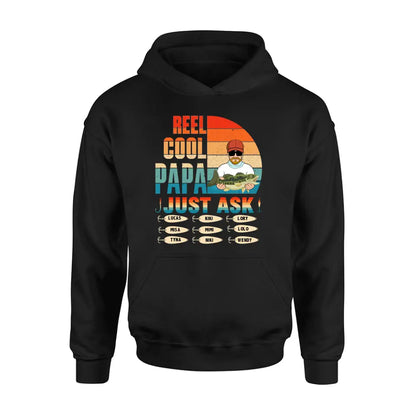 Personalized Reel Cool Dad Shirt/Hoodie - Gift Idea For Father's Day/Grandpa/Fishing Lovers - Up to 9 Kids - Reel Cool Papa Just Ask