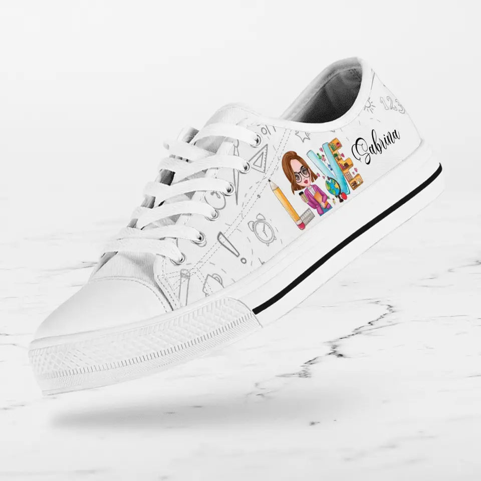Custom Personalized Teacher Sneakers - Gift Idea For Teacher - Love