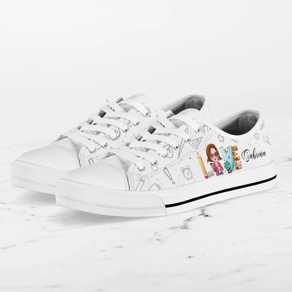 Custom Personalized Teacher Sneakers - Gift Idea For Teacher - Love