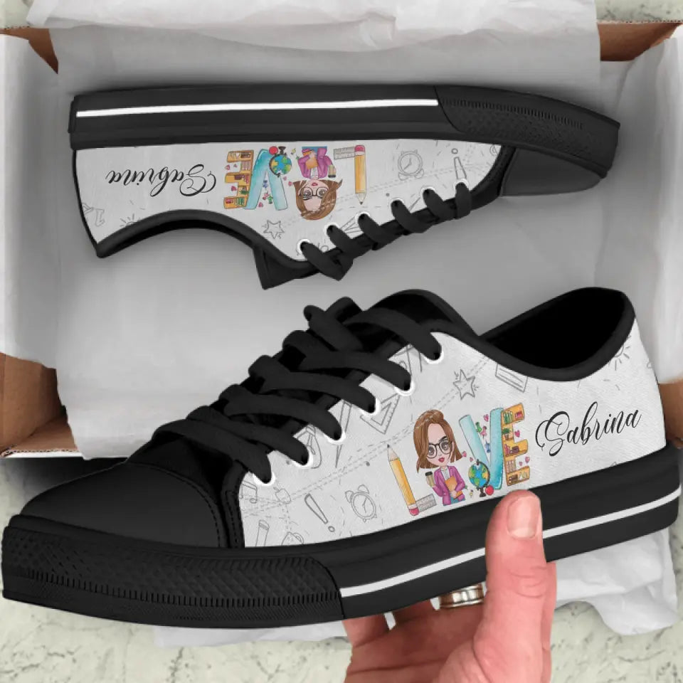 Custom Personalized Teacher Sneakers - Gift Idea For Teacher - Love