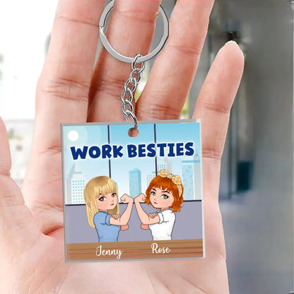 Personalized Work Besties Acrylic Keychain - Up to 4 Besties - Gifts Idea for Besties/Colleagues - You Are The Reason I Don't Punch People At Work